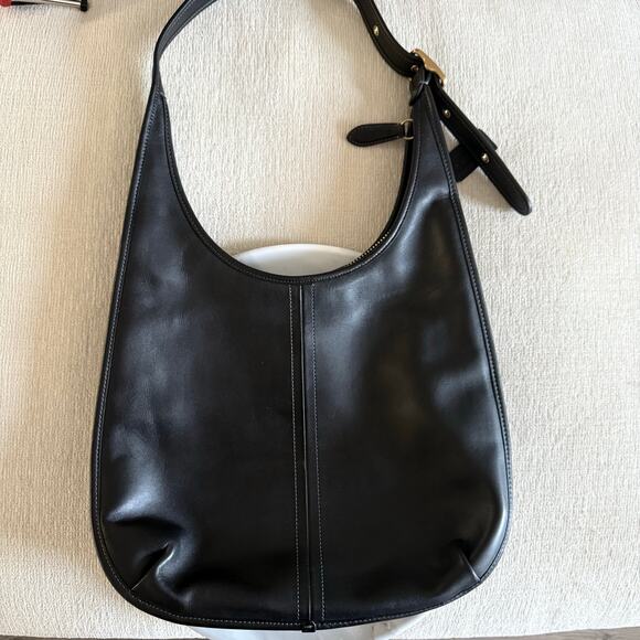Coach Ergo 33 Adjustable Strap Genuine Leather Hobo Shoulder Bag Black - Picture 1 of 10
